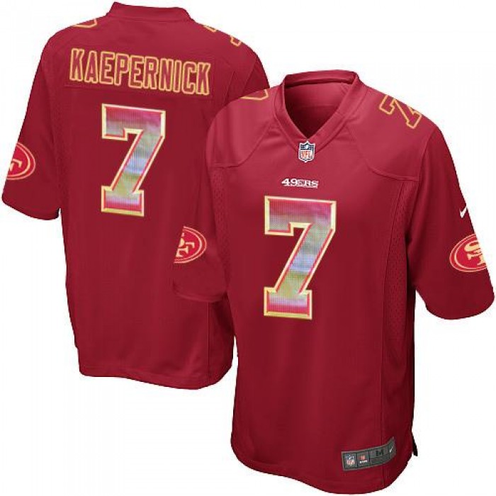 Nike 49ers #7 Colin Kaepernick Red Team Color Men's Stitched NFL Limited Strobe Jersey