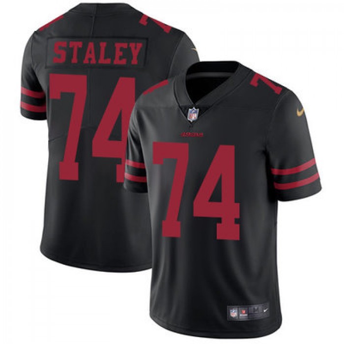 Nike San Francisco 49ers #74 Joe Staley Black Alternate Men's Stitched NFL Vapor Untouchable Limited Jersey