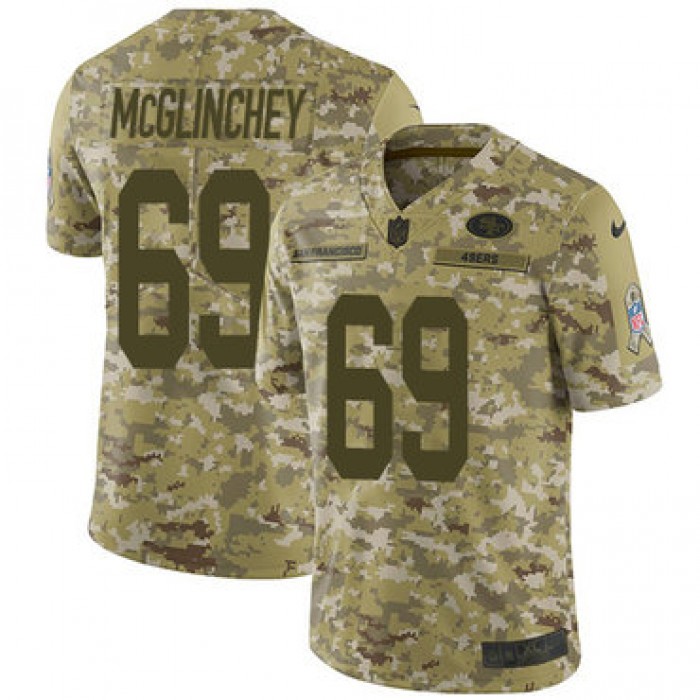 Nike 49ers #69 Mike McGlinchey Camo Men's Stitched NFL Limited 2018 Salute To Service Jersey