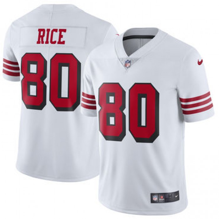 Nike San Francisco 49ers #80 Jerry Rice White Color Rush Vapor Untouchable Limited New Throwback Jersey
