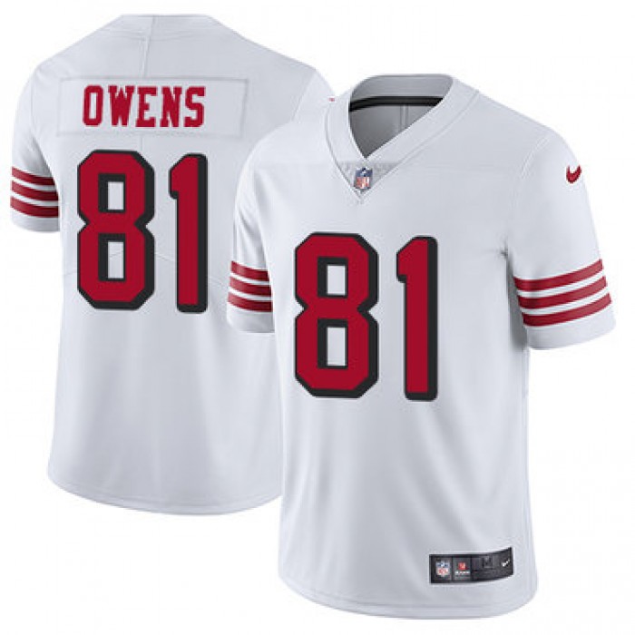 Nike 49ers #81 Terrell Owens White Rush Men's Stitched NFL Vapor Untouchable Limited Jersey