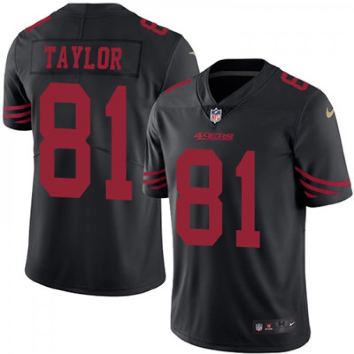 Nike 49ers #81 Trent Taylor Black Men's Stitched NFL Limited Rush Jersey
