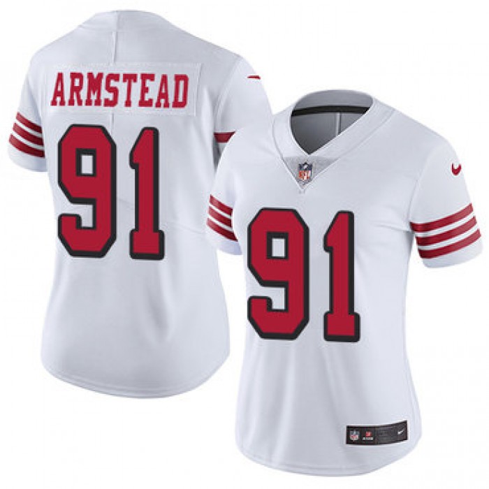 Women's Nike San Francisco 49ers #91 Arik Armstead White Rush Stitched NFL Vapor Untouchable Limited Jersey