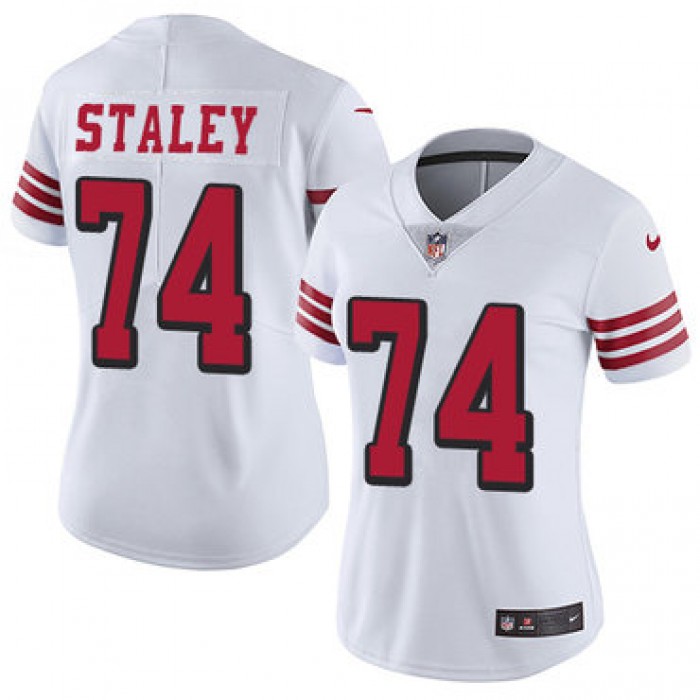 Women's Nike San Francisco 49ers #74 Joe Staley White Rush Stitched NFL Vapor Untouchable Limited Jersey