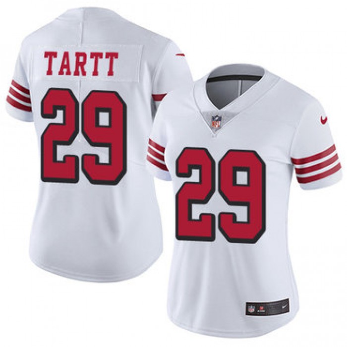 Women's Nike San Francisco 49ers #29 Jaquiski Tartt White Rush Stitched NFL Vapor Untouchable Limited Jersey