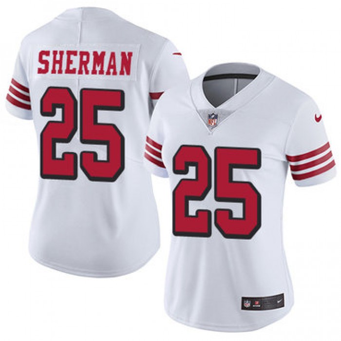 Women's Nike San Francisco 49ers #25 Richard Sherman White Rush Stitched NFL Vapor Untouchable Limited Jersey