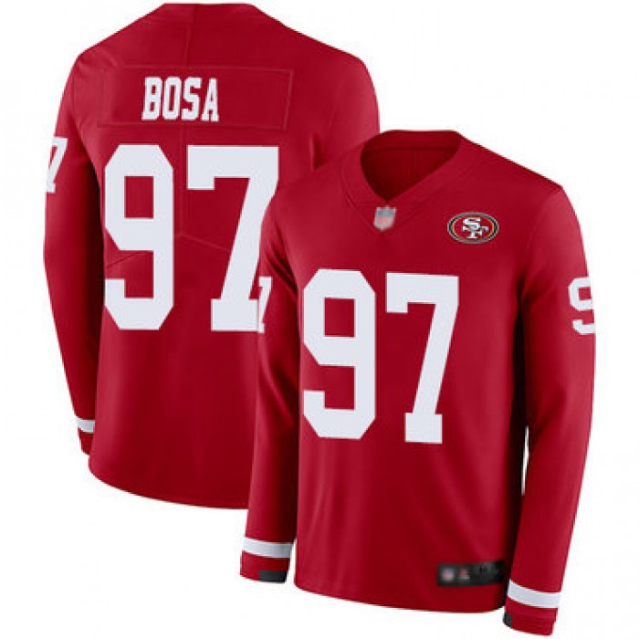 49ers #97 Nick Bosa Red Team Color Men's Stitched Football Limited Therma Long Sleeve Jersey