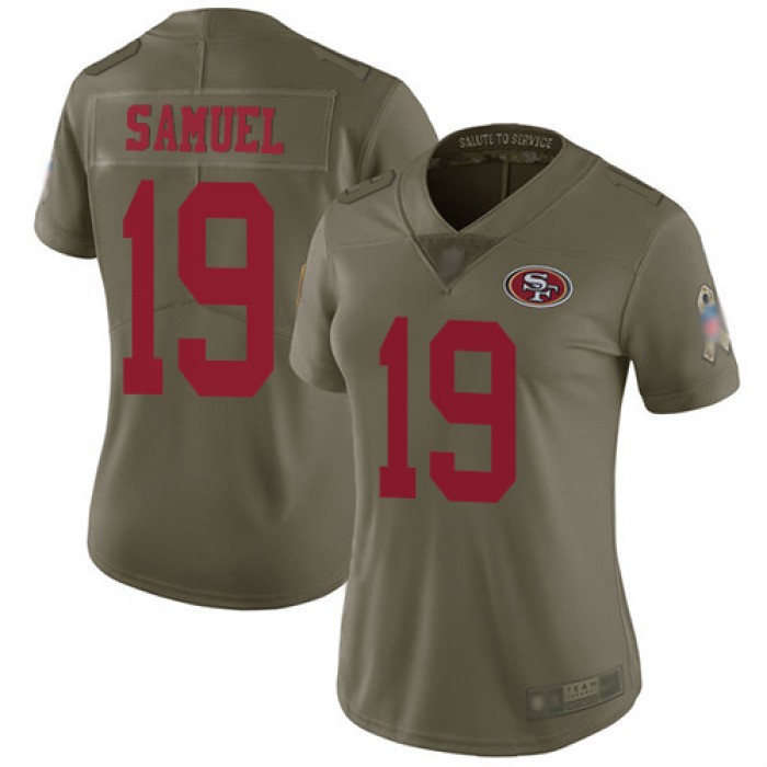 49ers #19 Deebo Samuel Olive Women's Stitched Football Limited 2017 Salute to Service Jersey