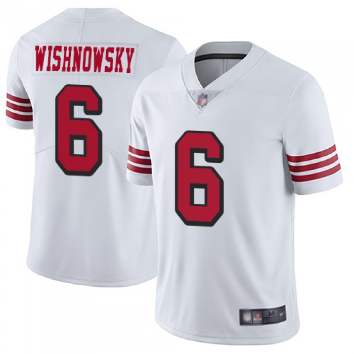 49ers #6 Mitch Wishnowsky White Rush Men's Stitched Football Vapor Untouchable Limited Jersey