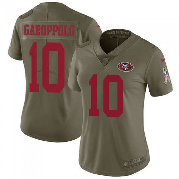 49ers #10 Jimmy Garoppolo Olive Women's Stitched Football Limited 2017 Salute to Service Jersey