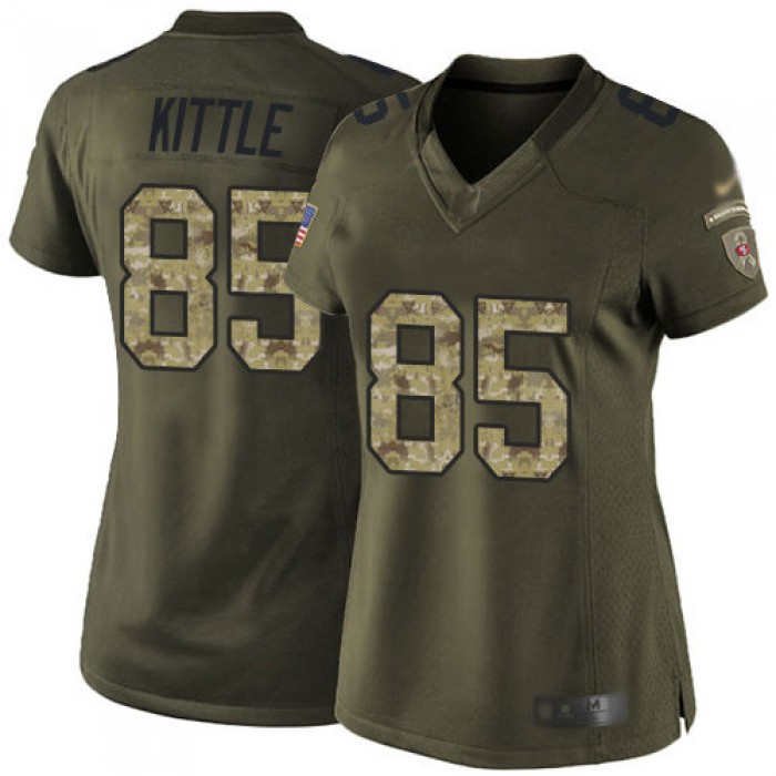 49ers #85 George Kittle Green Women's Stitched Football Limited 2015 Salute to Service Jersey