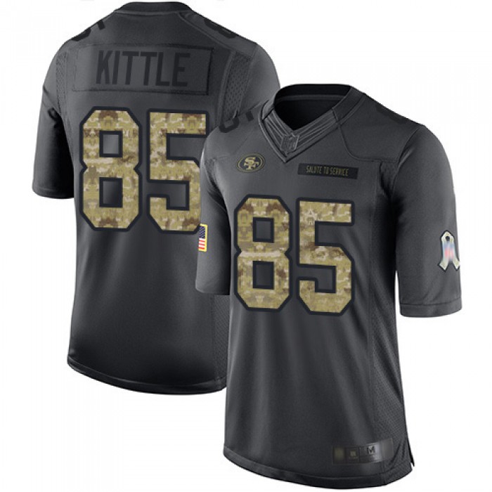 49ers #85 George Kittle Black Men's Stitched Football Limited 2016 Salute To Service Jersey