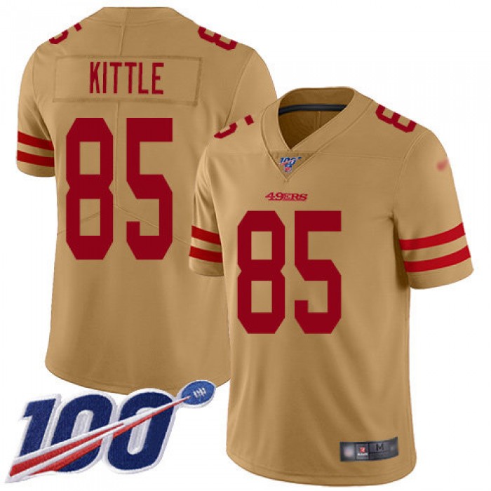 49ers #85 George Kittle Gold Men's Stitched Football Limited Inverted Legend 100th Season Jersey