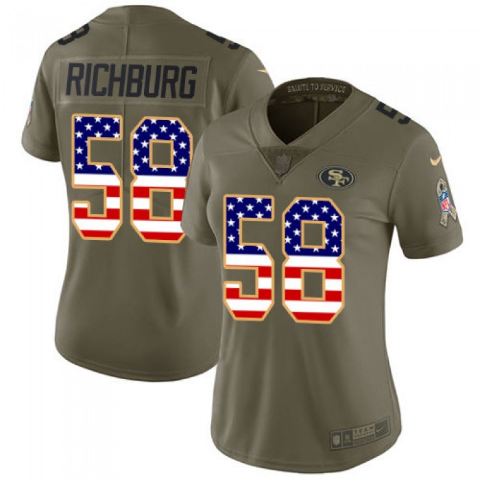 Nike 49ers #58 Weston Richburg Olive USA Flag Women's Stitched NFL Limited 2017 Salute to Service Jersey