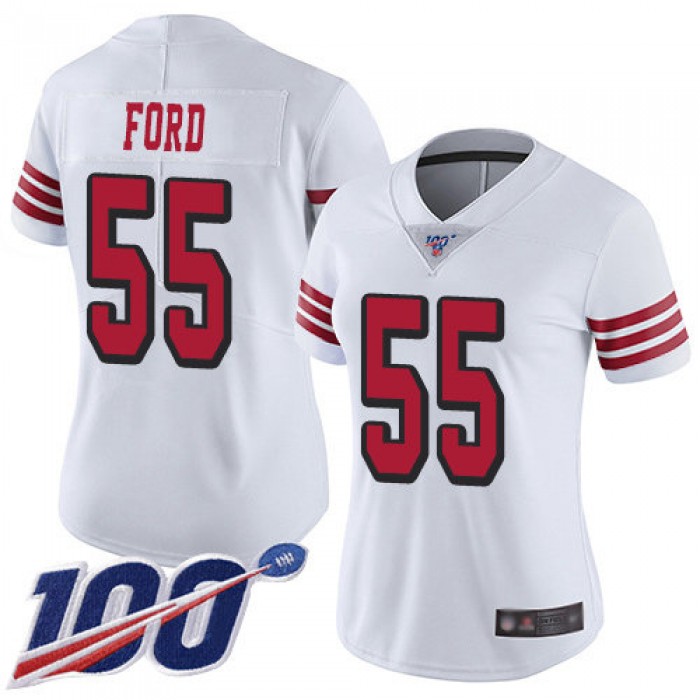 Nike 49ers #55 Dee Ford White Rush Women's Stitched NFL Limited 100th Season Jersey