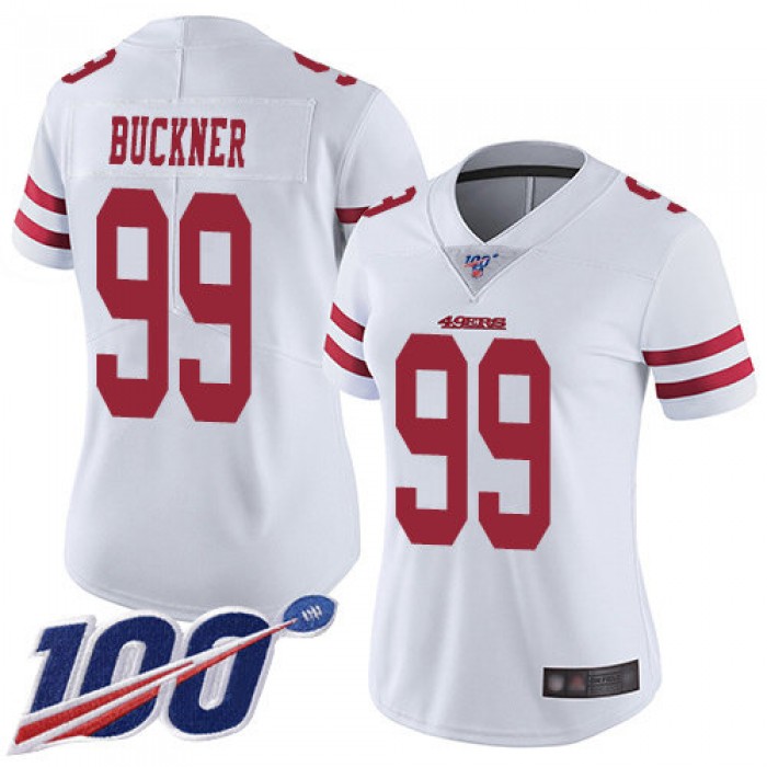 Nike 49ers #99 DeForest Buckner White Women's Stitched NFL 100th Season Vapor Limited Jersey
