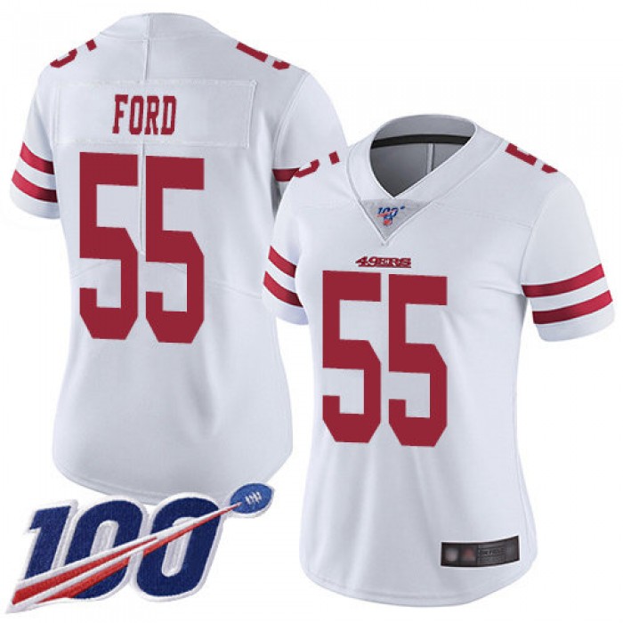 Nike 49ers #55 Dee Ford White Women's Stitched NFL 100th Season Vapor Limited Jersey