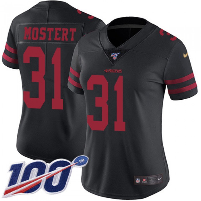 Nike 49ers #31 Raheem Mostert Black Alternate Women's Stitched NFL 100th Season Vapor Untouchable Limited Jersey