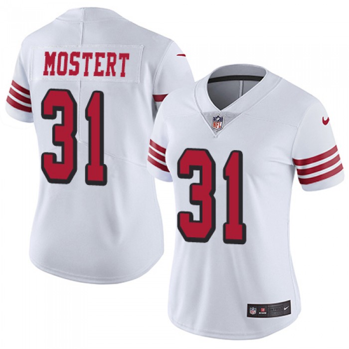 Nike 49ers #31 Raheem Mostert White Women's Stitched NFL Limited Rush Jersey