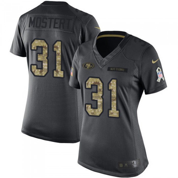 Nike 49ers #31 Raheem Mostert Black Women's Stitched NFL Limited 2016 Salute to Service Jersey