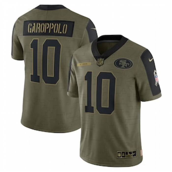 Men's San Francisco 49ers #10 Jimmy Garoppolo Nike Olive 2021 Salute To Service Limited Player Jersey