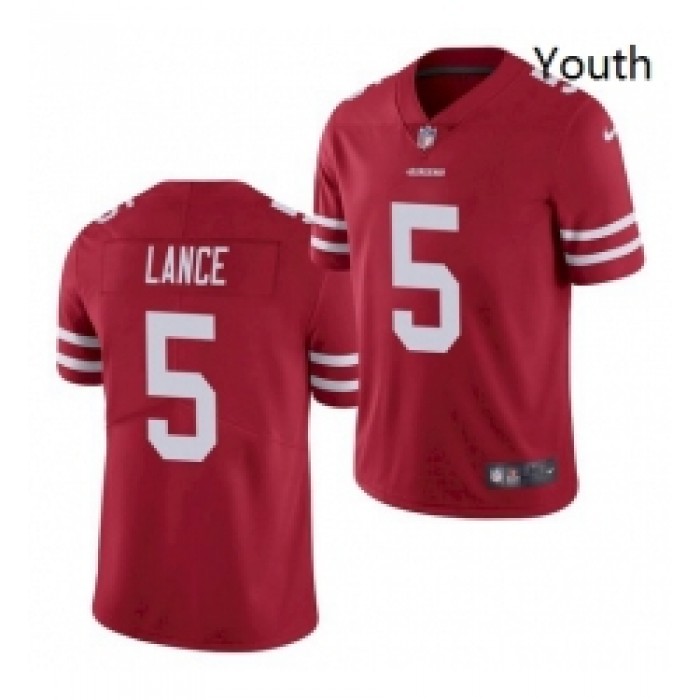 Youth San Francisco 49ers #5 Trey Lance Jersey Scarlet 2021 Limited Football
