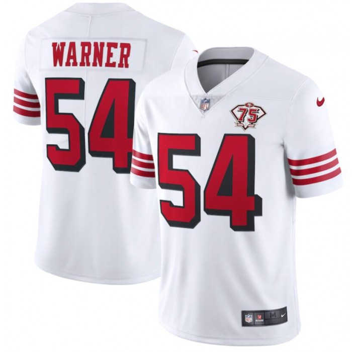 Nike 49ers 54 Fred Warner White 75th Anniversary Color Rush Vapor Untouchable Limited Jersey