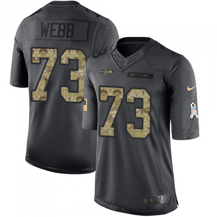 Men's Seattle Seahawks #73 J'Marcus Webb Black Anthracite 2016 Salute To Service Stitched NFL Nike Limited Jersey