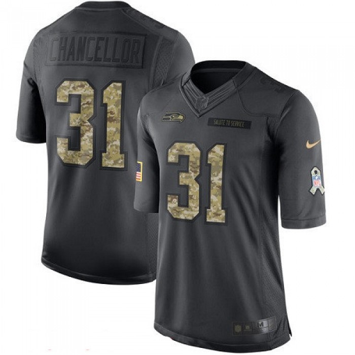 Men's Seattle Seahawks #31 Kam Chancellor Black Anthracite 2016 Salute To Service Stitched NFL Nike Limited Jersey
