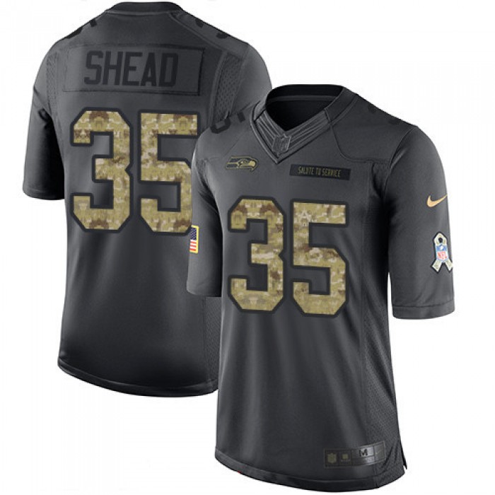 Men's Seattle Seahawks #35 DeShawn Shead Black Anthracite 2016 Salute To Service Stitched NFL Nike Limited Jersey