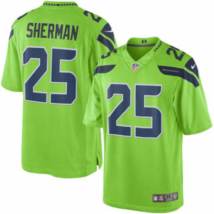 Men's Seattle Seahawks #25 Richard Sherman Nike Green Color Rush Limited Jersey