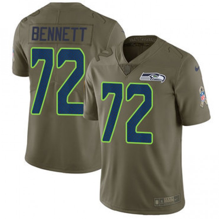 Nike Seattle Seahawks #72 Michael Bennett Olive Men's Stitched NFL Limited 2017 Salute to Service Jersey