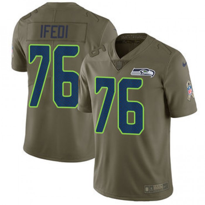 Nike Seattle Seahawks #76 Germain Ifedi Olive Men's Stitched NFL Limited 2017 Salute to Service Jersey