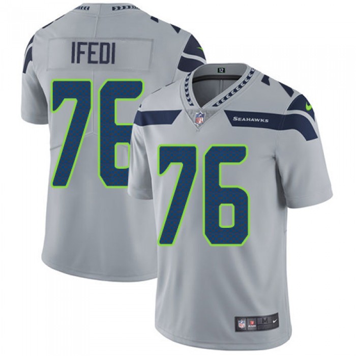 Nike Seattle Seahawks #76 Germain Ifedi Grey Alternate Men's Stitched NFL Vapor Untouchable Limited Jersey