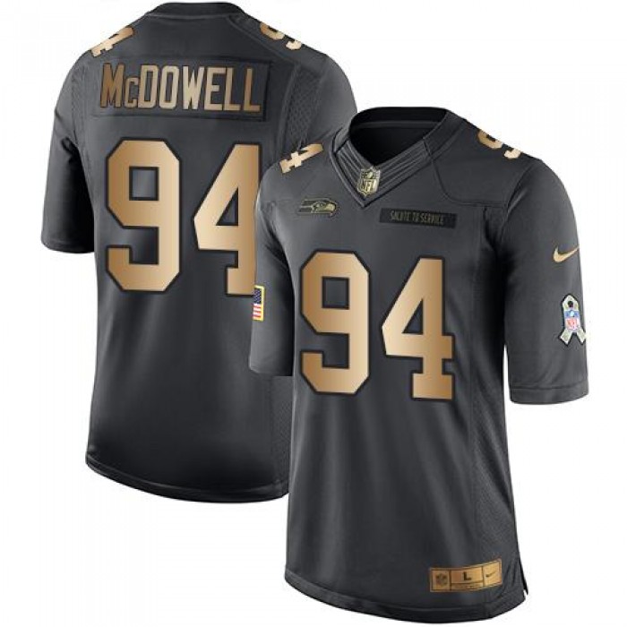 Nike Seattle Seahawks #94 Malik McDowell Black Men's Stitched NFL Limited Gold Salute To Service Jersey