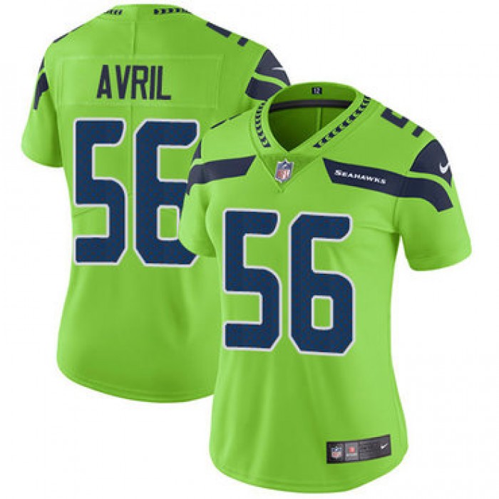 Women's Nike Seahawks #56 Cliff Avril Green Stitched NFL Limited Rush Jersey