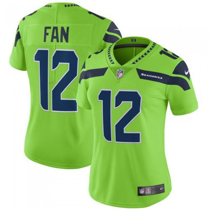 Women's Nike Seahawks #12 Fan Green Stitched NFL Limited Rush Jersey