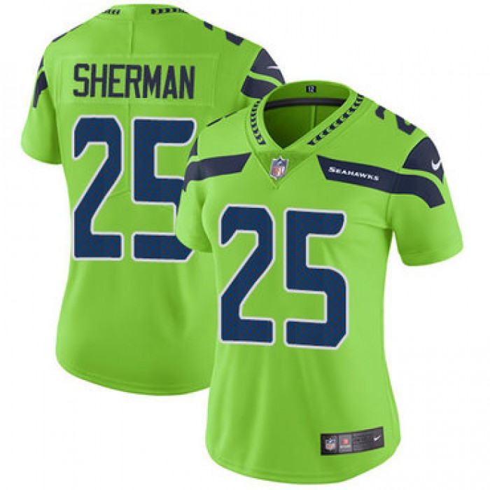Women's Nike Seahawks #25 Richard Sherman Green Stitched NFL Limited Rush Jersey