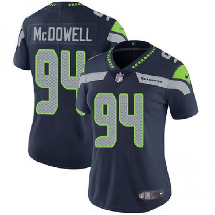 Women's Nike Seahawks #94 Malik McDowell Steel Blue Team Color Stitched NFL Vapor Untouchable Limited Jersey