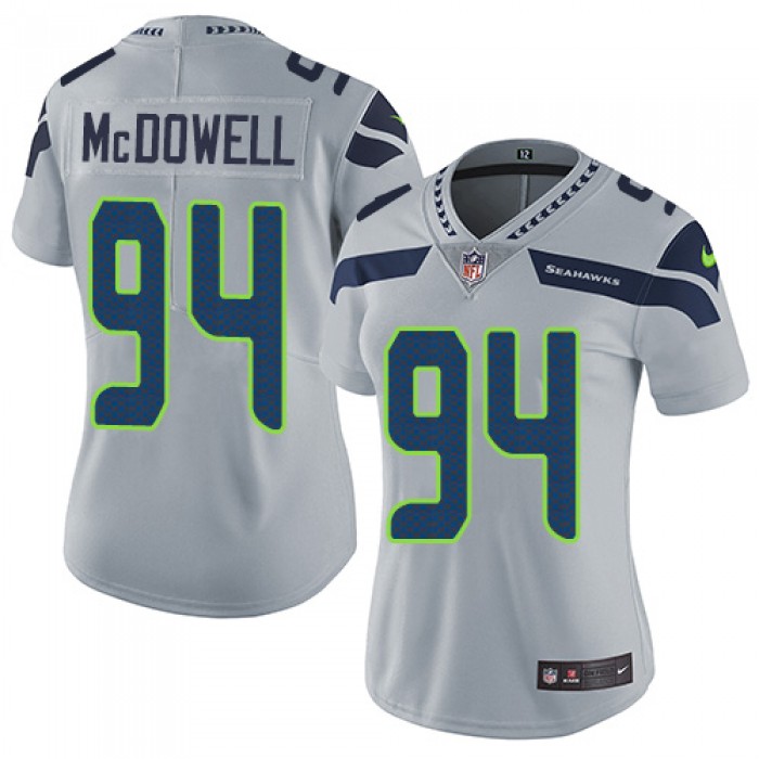 Women's Nike Seahawks #94 Malik McDowell Grey Alternate Stitched NFL Vapor Untouchable Limited Jersey