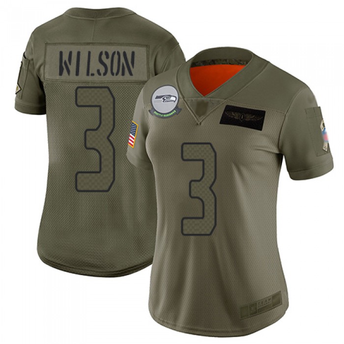 Nike Seahawks #3 Russell Wilson Camo Women's Stitched NFL Limited 2019 Salute to Service Jersey