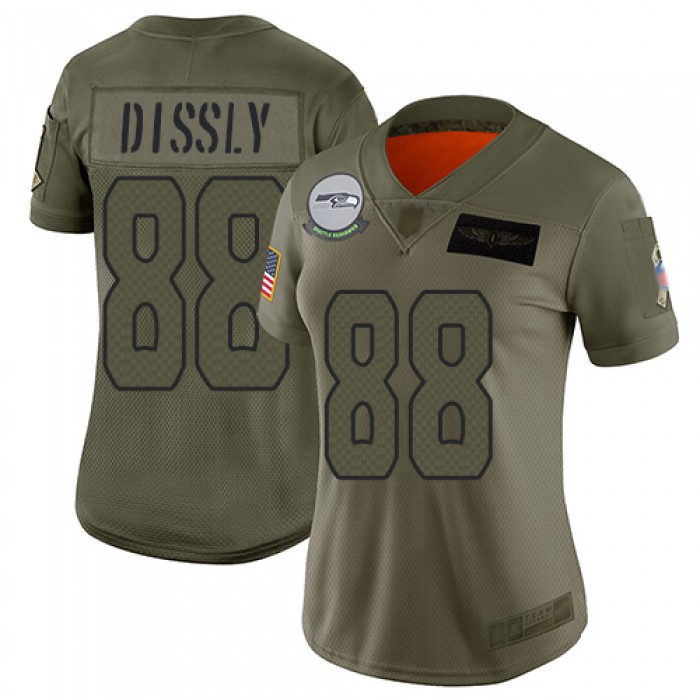 Nike Seahawks #88 Will Dissly Camo Women's Stitched NFL Limited 2019 Salute to Service Jersey