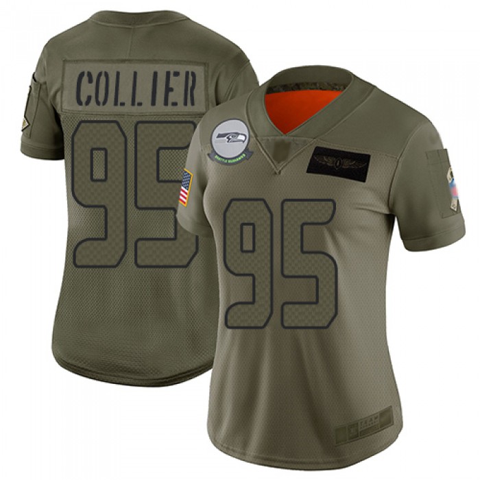 Nike Seahawks #95 L.J. Collier Camo Women's Stitched NFL Limited 2019 Salute to Service Jersey