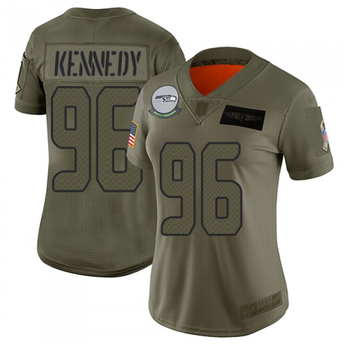 Nike Seahawks #96 Cortez Kennedy Camo Women's Stitched NFL Limited 2019 Salute to Service Jersey