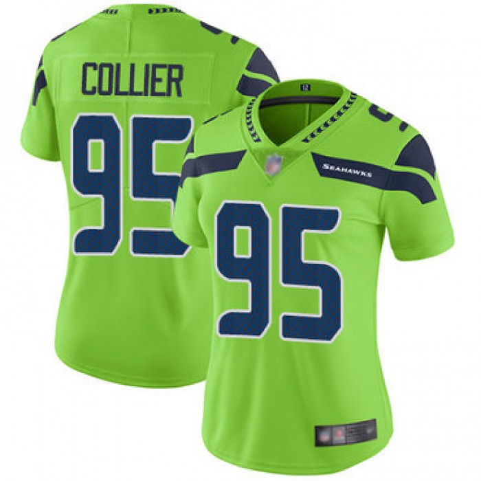 Seahawks #95 L.J. Collier Green Women's Stitched Football Limited Rush Jersey