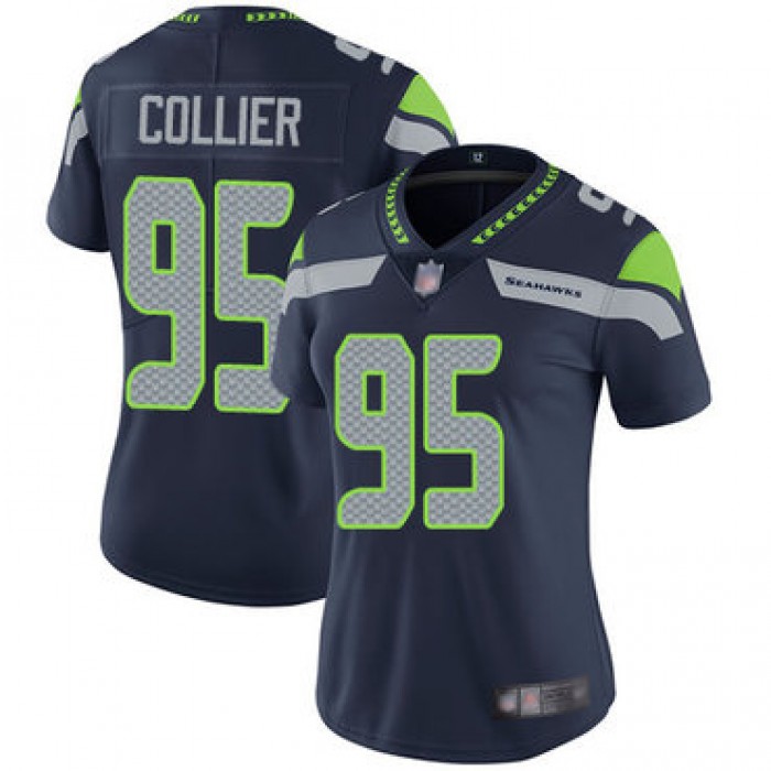 Seahawks #95 L.J. Collier Steel Blue Team Color Women's Stitched Football Vapor Untouchable Limited Jersey