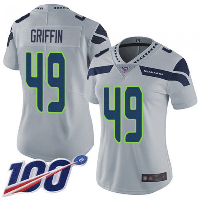 Seahawks #49 Shaquem Griffin Grey Alternate Women's Stitched Football 100th Season Vapor Limited Jersey
