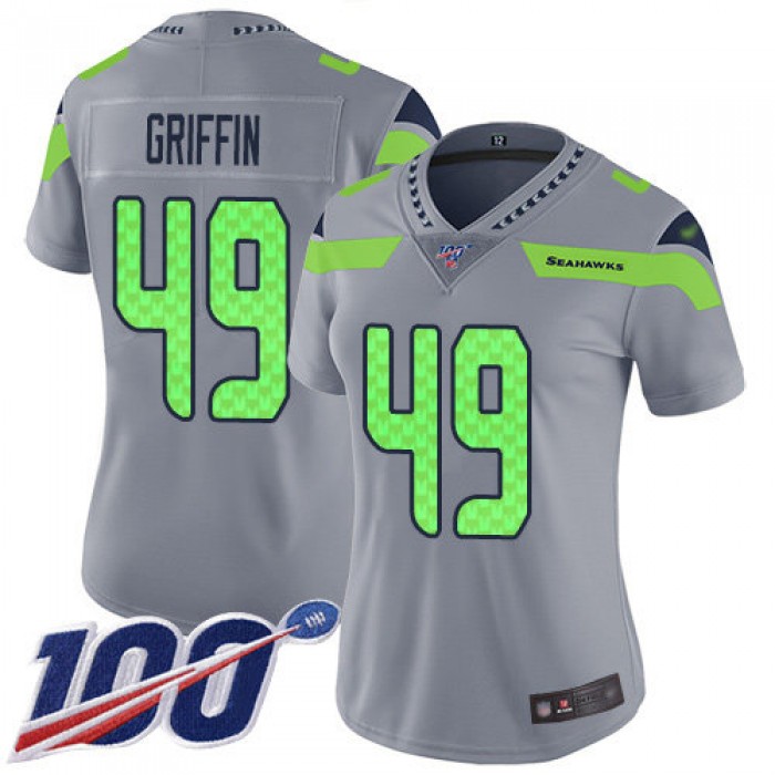 Seahawks #49 Shaquem Griffin Gray Women's Stitched Football Limited Inverted Legend 100th Season Jersey