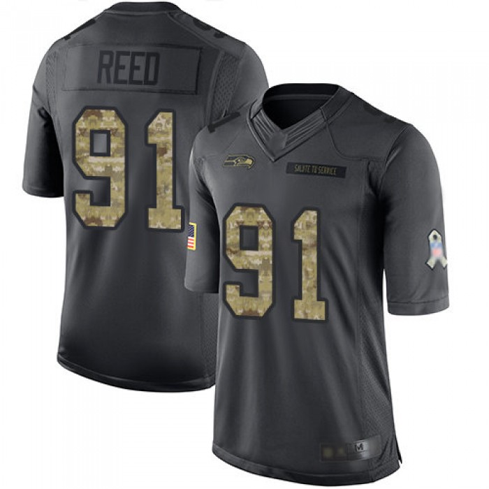 Seahawks #91 Jarran Reed Black Men's Stitched Football Limited 2016 Salute to Service Jersey