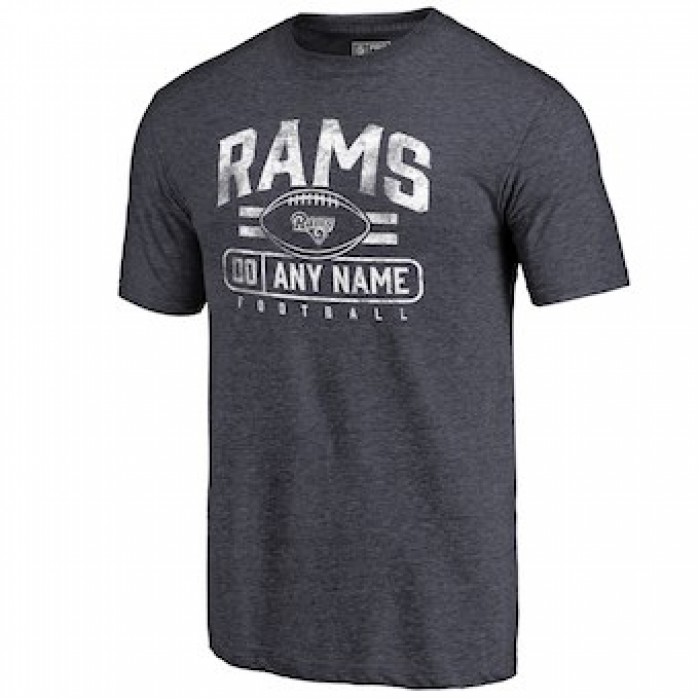 Men's Los Angeles Rams NFL Pro Line by Fanatics Branded Navy Personalized Flanker Tri-Blend T-Shirt